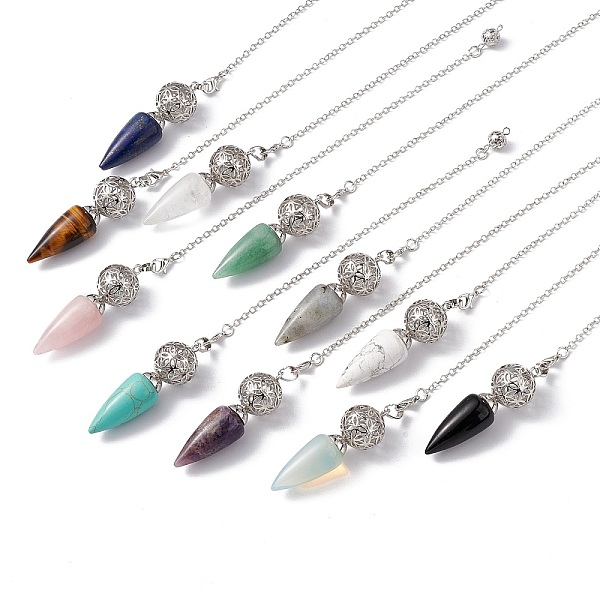 PandaHall Mixed Gemstone Dowsing Pendulum Big Pendants, with Rack Plating Platinum Tone Brass Findings, Cadmium Free & Lead Free, Cone...
PandaHall Mixed Gemstone Dowsing Pendulum Big Pendants, with Rack Plating Platinum Tone Brass Findings, Cadmium Free & Lead Free, Cone...