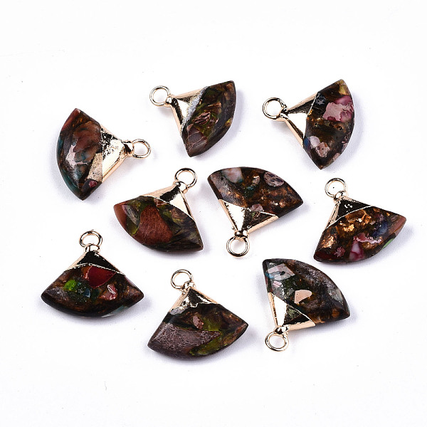 PandaHall Fan Assembled Synthetic Bronzite and Regalite/Imperial Jasper Pendants, with Iron Loop and Light Gold Plated Brass Top, Dyed...
PandaHall Fan Assembled Synthetic Bronzite and Regalite/Imperial Jasper Pendants, with Iron Loop and Light Gold Plated Brass Top, Dyed...