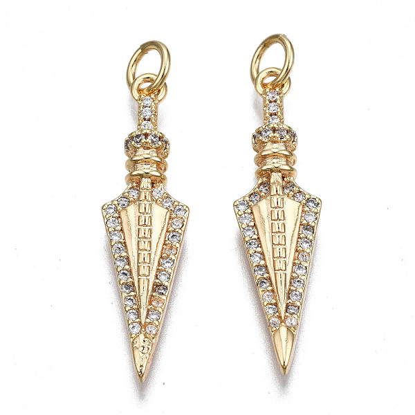 PandaHall Brass Micro Pave Clear Cubic Zirconia Pendants, with Jump Ring, Darts, Real 18K Gold Plated, 28.5x7x3.5mm, Jump Ring: 4.9x0.7mm...
PandaHall Brass Micro Pave Clear Cubic Zirconia Pendants, with Jump Ring, Darts, Real 18K Gold Plated, 28.5x7x3.5mm, Jump Ring: 4.9x0.7mm...