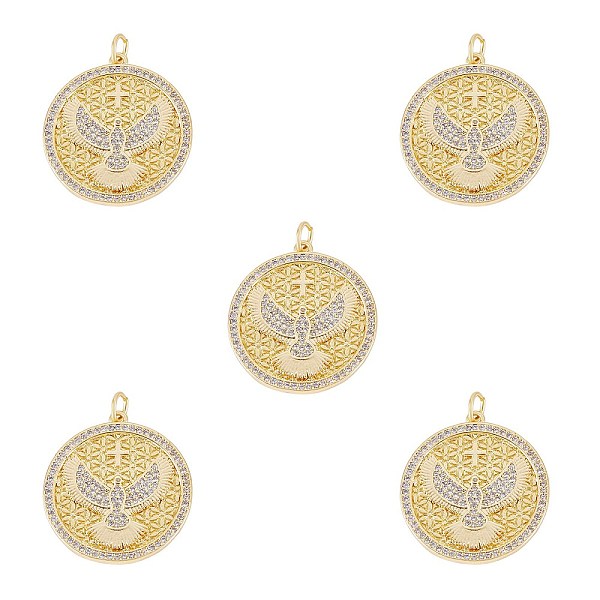 PandaHall 5Pcs Brass Micro Pave Clear Cubic Zirconia Pendants, with Jump Rings, Long-Lasting Plated, Flat Round with Bird & Cross, Golden...
PandaHall 5Pcs Brass Micro Pave Clear Cubic Zirconia Pendants, with Jump Rings, Long-Lasting Plated, Flat Round with Bird & Cross, Golden...