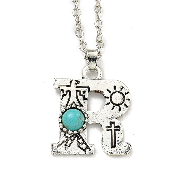 PandaHall Letter A~Z Antique Silver Plated Alloy with Synthetic Turquoise Pendant Necklaces, with Iron Cable Chains, Letter R, 18.70 inch...
PandaHall Letter A~Z Antique Silver Plated Alloy with Synthetic Turquoise Pendant Necklaces, with Iron Cable Chains, Letter R, 18.70 inch...