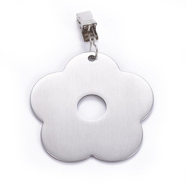 PandaHall Stainless Steel Tablecloth Pendants, with Clips, Flower, Stainless Steel Color, 96mm, Flower: 68x66.5x2mm Stainless Steel
PandaHall Stainless Steel Tablecloth Pendants, with Clips, Flower, Stainless Steel Color, 96mm, Flower: 68x66.5x2mm Stainless Steel