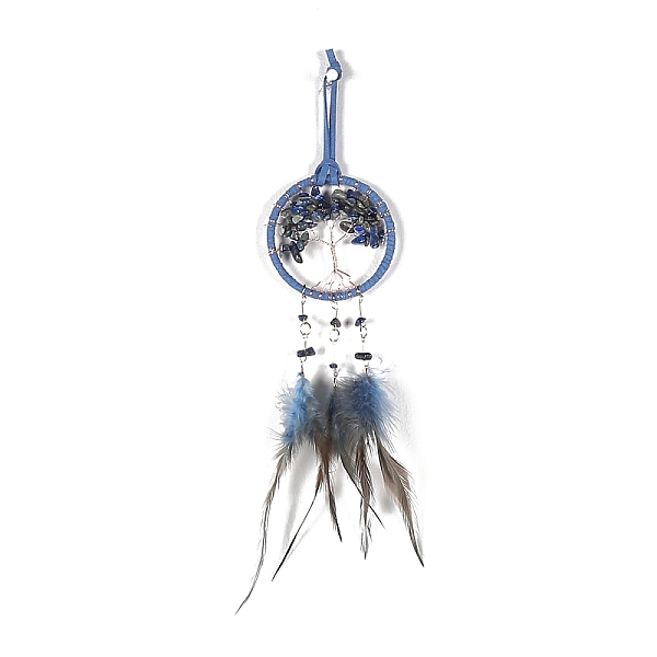 PandaHall Iron & Natural Blue Spot Jasper Woven Web/Net with Feather Pendant Decorations, Flat Round with Tree, 75mm Feather Tree
PandaHall Iron & Natural Blue Spot Jasper Woven Web/Net with Feather Pendant Decorations, Flat Round with Tree, 75mm Feather Tree