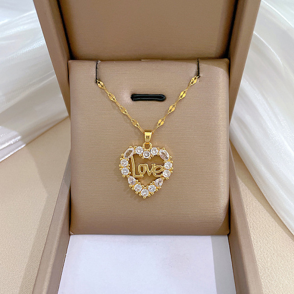 PandaHall Heart with Word Love Brass with Rhinestone Pendant Necklaces, with 201 Stainless Steel Dapped Chains, Golden, 17.83 inch(45.3cm)..., Clear
PandaHall Heart with Word Love Brass with Rhinestone Pendant Necklaces, with 201 Stainless Steel Dapped Chains, Golden, 17.83 inch(45.3cm)..., Clear