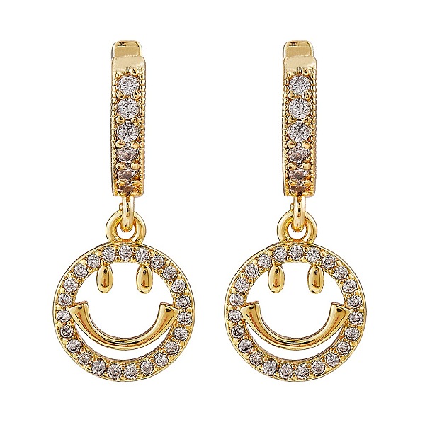 PandaHall Clear Cubic Zirconia Smiling Face Drop Huggie Hoop Earrings, Brass Jewelry for Women, Golden, 27mm, Pin: 0.9mm Cubic Zirconia...
PandaHall Clear Cubic Zirconia Smiling Face Drop Huggie Hoop Earrings, Brass Jewelry for Women, Golden, 27mm, Pin: 0.9mm Cubic Zirconia...