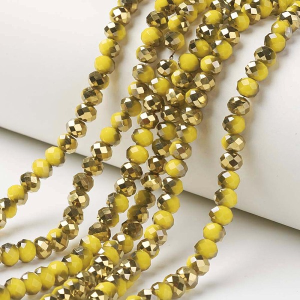 PandaHall Electroplate Opaque Glass Beads Strands, Half Golden Plated, Faceted, Rondelle, Yellow, 4x3mm, Hole: 0.4mm, about 130pcs/strand...
PandaHall Electroplate Opaque Glass Beads Strands, Half Golden Plated, Faceted, Rondelle, Yellow, 4x3mm, Hole: 0.4mm, about 130pcs/strand...
