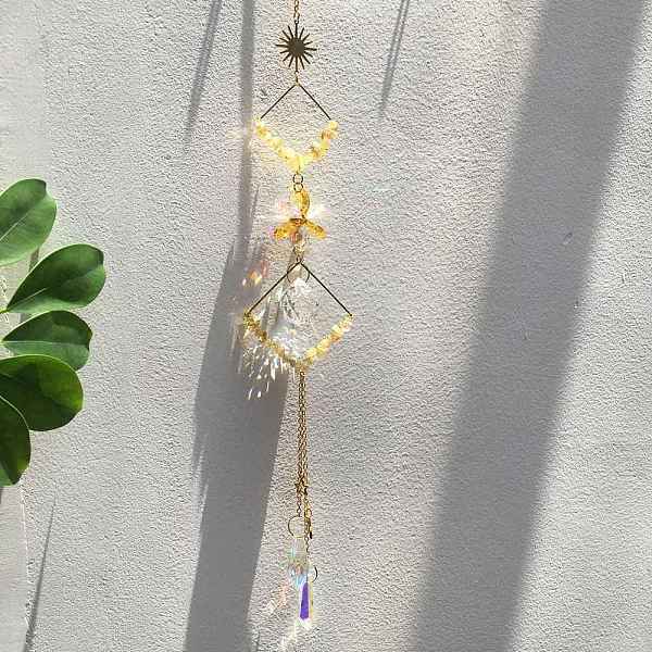PandaHall Glass Teardrop Pendant Decoration, Hanging Suncatchers, with Natural Citrine Chip, Rhombus, 500mm Citrine Teardrop
PandaHall Glass Teardrop Pendant Decoration, Hanging Suncatchers, with Natural Citrine Chip, Rhombus, 500mm Citrine Teardrop