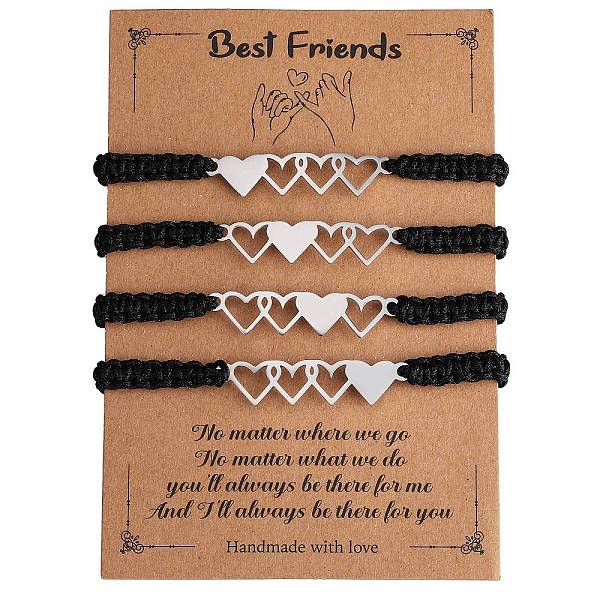 PandaHall 4Pcs 4 Style Stainless Steel Heart Link Bracelets Set, Nylon Cord Adjustable Bracelets for Best Friends Family, Black, Inner...
PandaHall 4Pcs 4 Style Stainless Steel Heart Link Bracelets Set, Nylon Cord Adjustable Bracelets for Best Friends Family, Black, Inner...