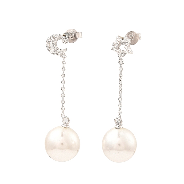 PandaHall Shell Pearl Round Dangle Stud Earrings, Moon & Star Real Platinum Plated Rhodium Plated 925 Sterling Silver Asymmetrical Earrings...
PandaHall Shell Pearl Round Dangle Stud Earrings, Moon & Star Real Platinum Plated Rhodium Plated 925 Sterling Silver Asymmetrical Earrings...