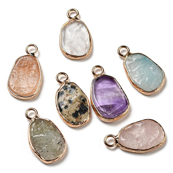 PandaHall Natural Mixed Stone Pendants, Oval Charms with Golden Plated Brass Frame, 19~20x10~12x2.5~3mm, Hole: 2.3mm Mixed Stone Oval
PandaHall Natural Mixed Stone Pendants, Oval Charms with Golden Plated Brass Frame, 19~20x10~12x2.5~3mm, Hole: 2.3mm Mixed Stone Oval