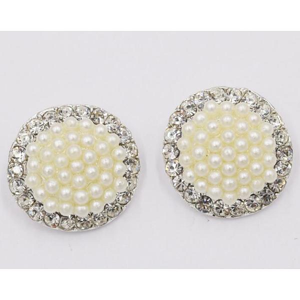PandaHall Acrylic Pearl & Rhinestone Shank Buttons, with Silver Plated Alloy Findings, 1-Hole, Flat Round, WhiteSmoke, 19mm, Hole: 2mm..., White
PandaHall Acrylic Pearl & Rhinestone Shank Buttons, with Silver Plated Alloy Findings, 1-Hole, Flat Round, WhiteSmoke, 19mm, Hole: 2mm..., White