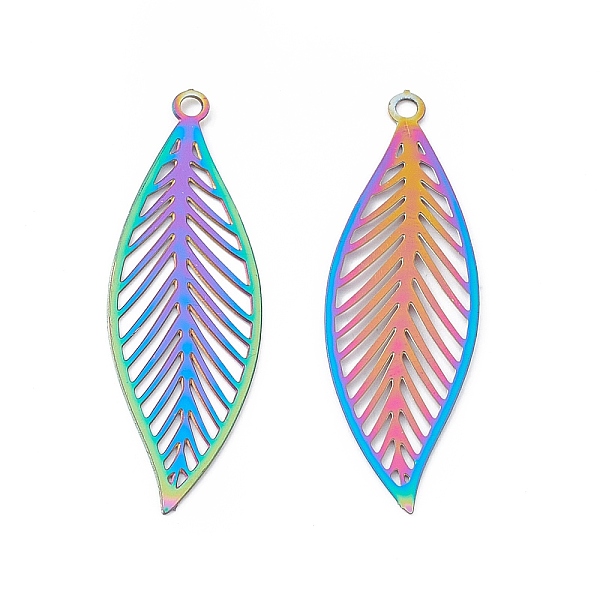 PandaHall 201 Stainless Steel Pendants, Etched Metal Embellishments, Leaf Charm, Rainbow Color, 32x10x0.2mm, Hole: 1.4mm 201 Stainless Steel...
PandaHall 201 Stainless Steel Pendants, Etched Metal Embellishments, Leaf Charm, Rainbow Color, 32x10x0.2mm, Hole: 1.4mm 201 Stainless Steel...