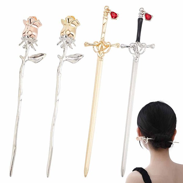 PandaHall OLYCRAFT 4pcs Hair Chopsticks Rose Sword Hair Stick Chinese Style Hair Chopsticks with Rhinestone Retro Alloy Hair Pins Hair..., Multicolor
PandaHall OLYCRAFT 4pcs Hair Chopsticks Rose Sword Hair Stick Chinese Style Hair Chopsticks with Rhinestone Retro Alloy Hair Pins Hair..., Multicolor