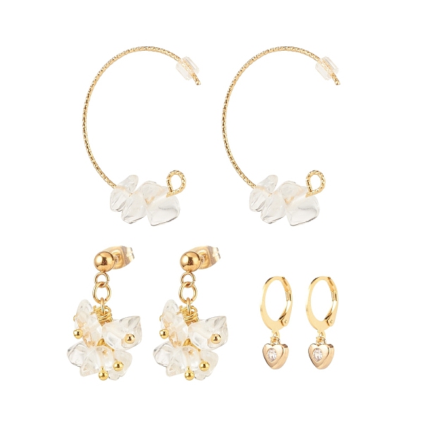 PandaHall 3 Pairs 3 Style Natural Quartz Crystal Chips Beaded Cluster Dangle Stud & Leverback Earrings, Brass Half Hoop Earrings for Women...
PandaHall 3 Pairs 3 Style Natural Quartz Crystal Chips Beaded Cluster Dangle Stud & Leverback Earrings, Brass Half Hoop Earrings for Women...