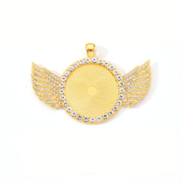 PandaHall Alloy Pendant Cabochon Settings, with Crystal Rhinestone, Cadmium Free & Lead Free, Flat Round with Wing, Golden, Tray: 30mm..., Clear
PandaHall Alloy Pendant Cabochon Settings, with Crystal Rhinestone, Cadmium Free & Lead Free, Flat Round with Wing, Golden, Tray: 30mm..., Clear