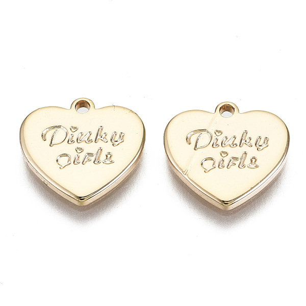PandaHall Brass Charms, Nickel Free, Heart with Word, Real 18K Gold Plated, 10x11x1mm, Hole: 1mm Brass Heart
PandaHall Brass Charms, Nickel Free, Heart with Word, Real 18K Gold Plated, 10x11x1mm, Hole: 1mm Brass Heart