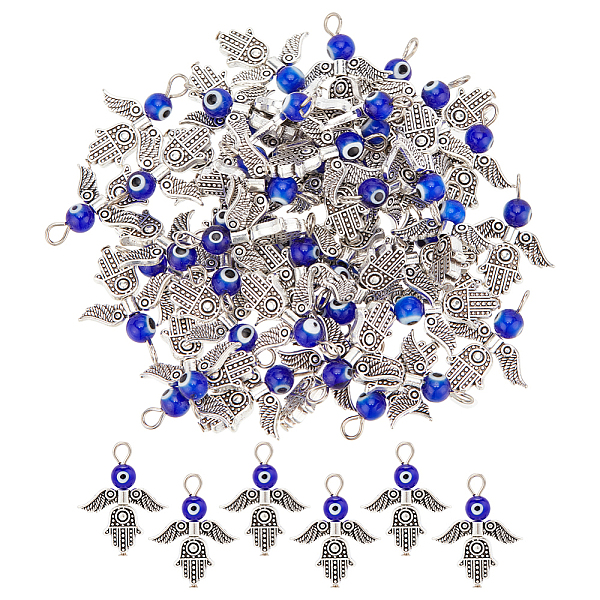 PandaHall DICOSMETIC 50Pcs Tibetan Style Alloy Pendants, with Handmade Evil Eye Lampwork, Angel, Antique Silver, 27.5x22x4mm, Hole: 3mm...
PandaHall DICOSMETIC 50Pcs Tibetan Style Alloy Pendants, with Handmade Evil Eye Lampwork, Angel, Antique Silver, 27.5x22x4mm, Hole: 3mm...