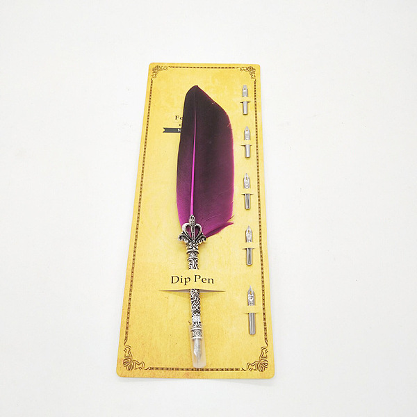 PandaHall Turkey Feather Dipped Pen, with Alloy Pen Tip & Replacement Tips, for Teacher's Day, Deep Pink, 285mm Feather Feather
PandaHall Turkey Feather Dipped Pen, with Alloy Pen Tip & Replacement Tips, for Teacher's Day, Deep Pink, 285mm Feather Feather