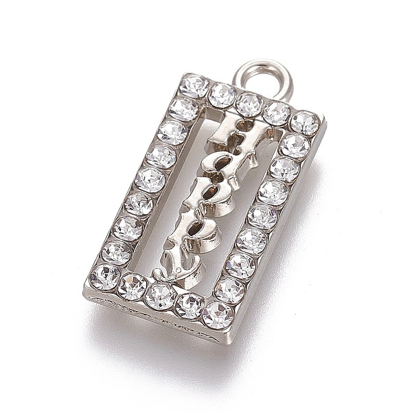 PandaHall Rhinestone Pendants, with Zinc Alloy Findings, Restangle with Word Happy, Clear, Platinum, 23x11x2mm, Hole: 1.6mm Alloy+Rhinestone...
PandaHall Rhinestone Pendants, with Zinc Alloy Findings, Restangle with Word Happy, Clear, Platinum, 23x11x2mm, Hole: 1.6mm Alloy+Rhinestone...