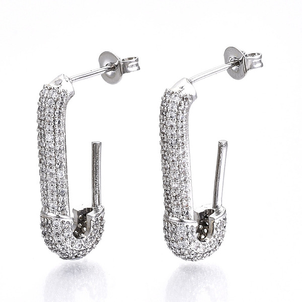 PandaHall Brass Micro Pave Clear Cubic Zirconia Half Hoop Earrings, Stud Earrings, with Ear Nuts, Nickel Free, Safety Pin Shape, Platinum...
PandaHall Brass Micro Pave Clear Cubic Zirconia Half Hoop Earrings, Stud Earrings, with Ear Nuts, Nickel Free, Safety Pin Shape, Platinum...