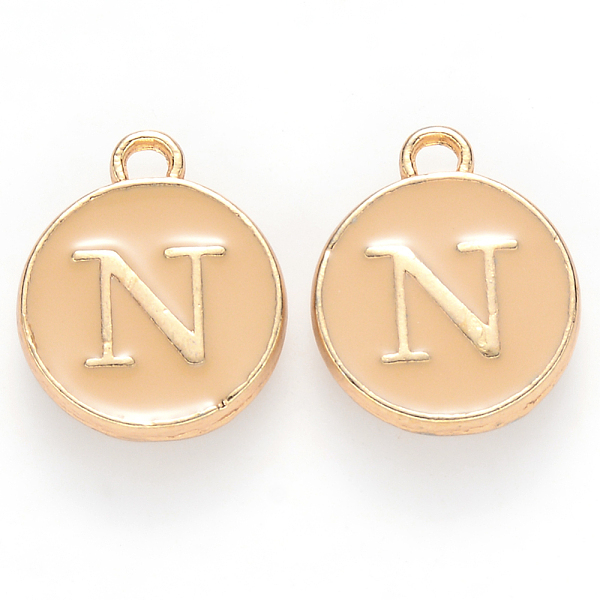 PandaHall Golden Plated Alloy Enamel Charms, Cadmium Free & Lead Free, Enamelled Sequins, Flat Round with Letter, Wheat, Letter.N, 14x12x2mm..., Orange
PandaHall Golden Plated Alloy Enamel Charms, Cadmium Free & Lead Free, Enamelled Sequins, Flat Round with Letter, Wheat, Letter.N, 14x12x2mm..., Orange