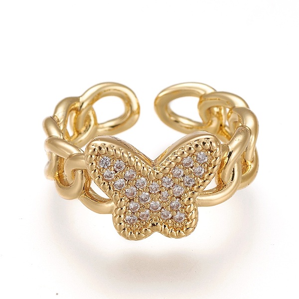 PandaHall Brass Micro Pave Clear Cubic Zirconia Cuff Rings, Open Rings, Long-Lasting Plated, Butterfly, Curb Chain Shape, Real 18K Gold...
PandaHall Brass Micro Pave Clear Cubic Zirconia Cuff Rings, Open Rings, Long-Lasting Plated, Butterfly, Curb Chain Shape, Real 18K Gold...