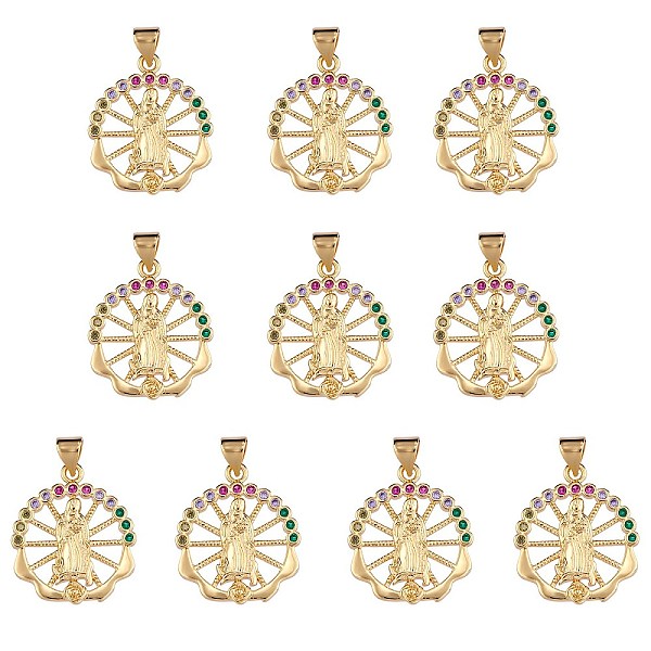 PandaHall 10Pcs Rack Plating Brass Micro Pave Cubic Zirconia Pendants, Real 18K Gold Plated, Long-Lasting Plated, Flat Round with Virgin...
PandaHall 10Pcs Rack Plating Brass Micro Pave Cubic Zirconia Pendants, Real 18K Gold Plated, Long-Lasting Plated, Flat Round with Virgin...
