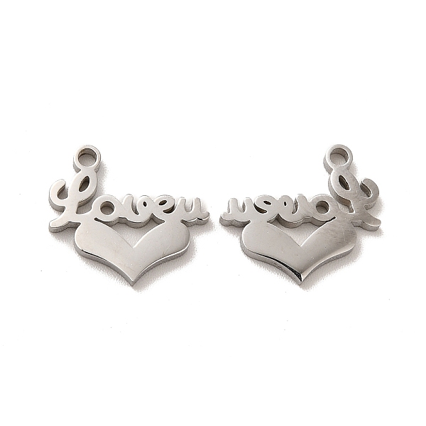 PandaHall 304 Stainless Steel Charms, Heart with Word Love U, Stainless Steel Color, 12x14x1.4mm, Hole: 1.4mm 304 Stainless Steel Heart
PandaHall 304 Stainless Steel Charms, Heart with Word Love U, Stainless Steel Color, 12x14x1.4mm, Hole: 1.4mm 304 Stainless Steel Heart
