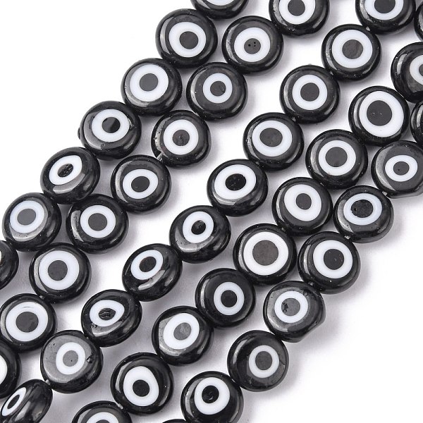 PandaHall Handmade Evil Eye Lampwork Flat Round Bead Strands, Black, 7.5x3mm, Hole: 1mm, about 48pcs/strand, 13.7 inch~14.9 inch Lampwork...
PandaHall Handmade Evil Eye Lampwork Flat Round Bead Strands, Black, 7.5x3mm, Hole: 1mm, about 48pcs/strand, 13.7 inch~14.9 inch Lampwork...
