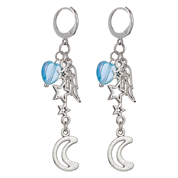 PandaHall Alloy Dangle Leverback Earrings for Women, Moon & Star & Wing Tassel Earrings, Antique Silver, 62x12mm Alloy Moon
PandaHall Alloy Dangle Leverback Earrings for Women, Moon & Star & Wing Tassel Earrings, Antique Silver, 62x12mm Alloy Moon