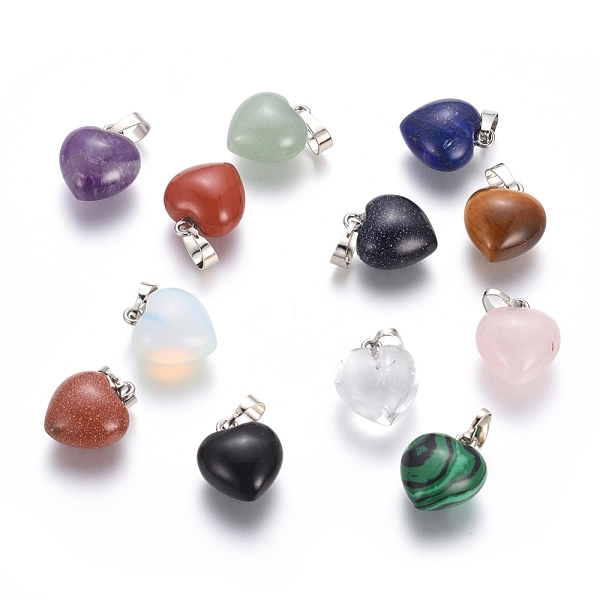 PandaHall Natural & Synthetic Mixed Stone Pendants, with Platinum Tone Brass Findings, Heart, 18x15x10mm, Hole: 5x7mm Mixed Stone Heart
PandaHall Natural & Synthetic Mixed Stone Pendants, with Platinum Tone Brass Findings, Heart, 18x15x10mm, Hole: 5x7mm Mixed Stone Heart