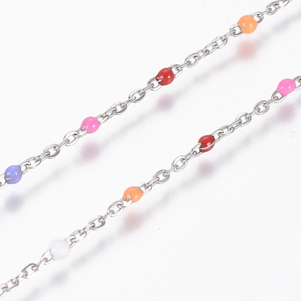 PandaHall 304 Stainless Steel Enamel Link Chains, Cable Chains, with Spool, Soldered, Colorful, Stainless Steel Color, 2x1.5x0.5mm, about...
PandaHall 304 Stainless Steel Enamel Link Chains, Cable Chains, with Spool, Soldered, Colorful, Stainless Steel Color, 2x1.5x0.5mm, about...