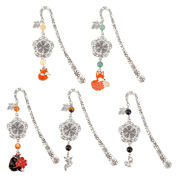 PandaHall DELORIGIN 5pcs Metal Bookmarks 5 Styles Beading Flower Bookmarks with Fox and Natural Stone Pendant Vintage Dangle Bookmarks..., Multicolor
PandaHall DELORIGIN 5pcs Metal Bookmarks 5 Styles Beading Flower Bookmarks with Fox and Natural Stone Pendant Vintage Dangle Bookmarks..., Multicolor
