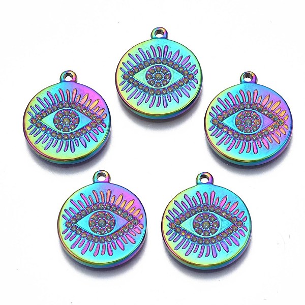 PandaHall Rainbow Color 304 Stainless Steel Pendants Rhinestone Settings, Cadmium Free & Nickel Free & Lead Free, Flat Round with Eye, Fit...
PandaHall Rainbow Color 304 Stainless Steel Pendants Rhinestone Settings, Cadmium Free & Nickel Free & Lead Free, Flat Round with Eye, Fit...