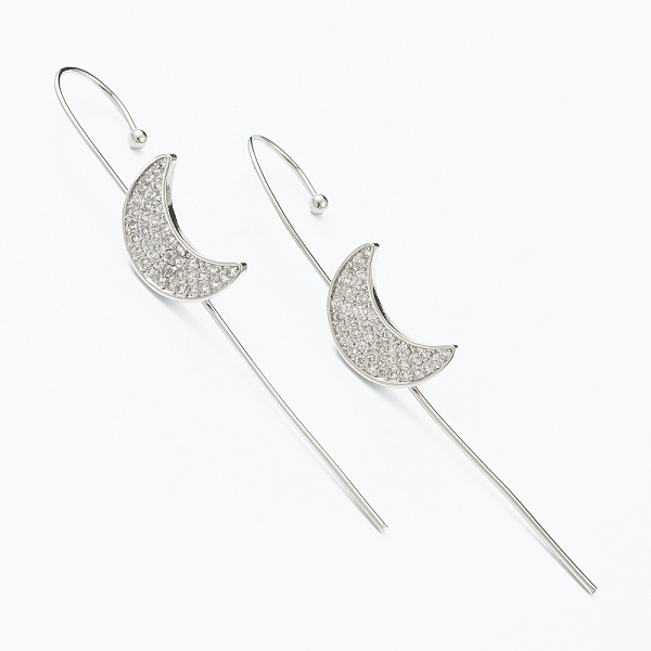 PandaHall Brass Micro Pave Clear Cubic Zirconia Ear Wrap Crawler Hook Earrings, Moon, Platinum, 55x9.5mm, Pin: 1mm Brass Clear
PandaHall Brass Micro Pave Clear Cubic Zirconia Ear Wrap Crawler Hook Earrings, Moon, Platinum, 55x9.5mm, Pin: 1mm Brass Clear