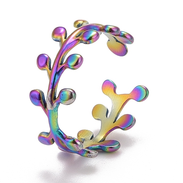 PandaHall Rainbow Color Ion Plating(IP) 304 Stainless Steel Leaf Wrap Open Cuff Ring for Women, US Size 7 1/4(17.5mm) 304 Stainless Steel
PandaHall Rainbow Color Ion Plating(IP) 304 Stainless Steel Leaf Wrap Open Cuff Ring for Women, US Size 7 1/4(17.5mm) 304 Stainless Steel