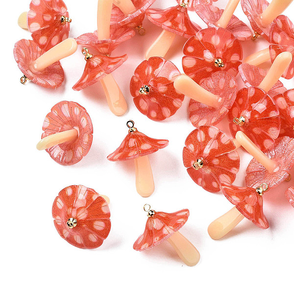 PandaHall Plastic Pendants, with Acrylic and Golden Plated Brass Loops, Mushroom, Orange Red, 23x17~18mm, Hole: 1.5mm Brass+Plastic Mushroom
PandaHall Plastic Pendants, with Acrylic and Golden Plated Brass Loops, Mushroom, Orange Red, 23x17~18mm, Hole: 1.5mm Brass+Plastic Mushroom