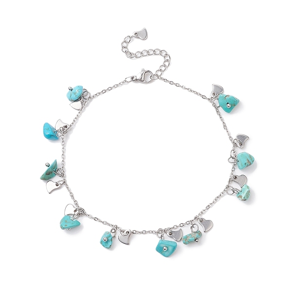 PandaHall Synthetic Turquoise Chips & Heart Charms Anklet, 304 Stainless Steel Jewelry for Women, 9~9-1/8 inch(22.8~23cm) Synthetic...
PandaHall Synthetic Turquoise Chips & Heart Charms Anklet, 304 Stainless Steel Jewelry for Women, 9~9-1/8 inch(22.8~23cm) Synthetic...