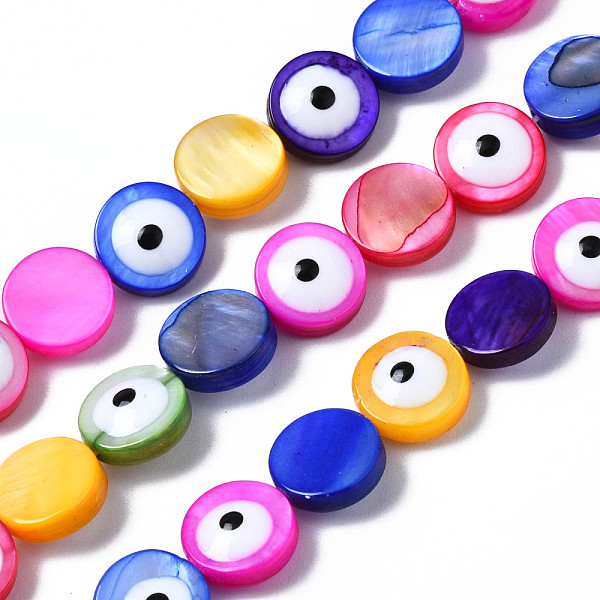 PandaHall Natural Freshwater Shell Beads Strands, with Enamel, Dyed, Flat Round with Evil Eye, Mixed Color, 8x3~4mm, Hole: 0.8mm, about..., Multicolor
PandaHall Natural Freshwater Shell Beads Strands, with Enamel, Dyed, Flat Round with Evil Eye, Mixed Color, 8x3~4mm, Hole: 0.8mm, about..., Multicolor