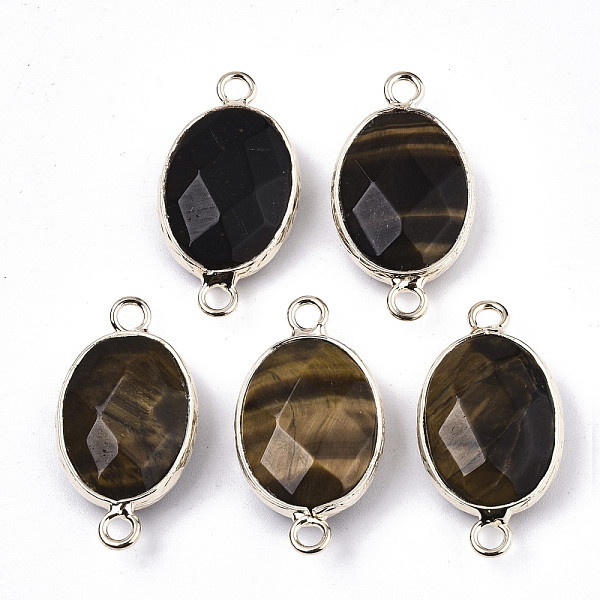 PandaHall Natural Tiger Eye Links Connectors, with Light Gold Tone Brass Findings, Oval, Faceted, 27.5x14.5x6mm, Hole: 2mm Tiger Eye Oval
PandaHall Natural Tiger Eye Links Connectors, with Light Gold Tone Brass Findings, Oval, Faceted, 27.5x14.5x6mm, Hole: 2mm Tiger Eye Oval