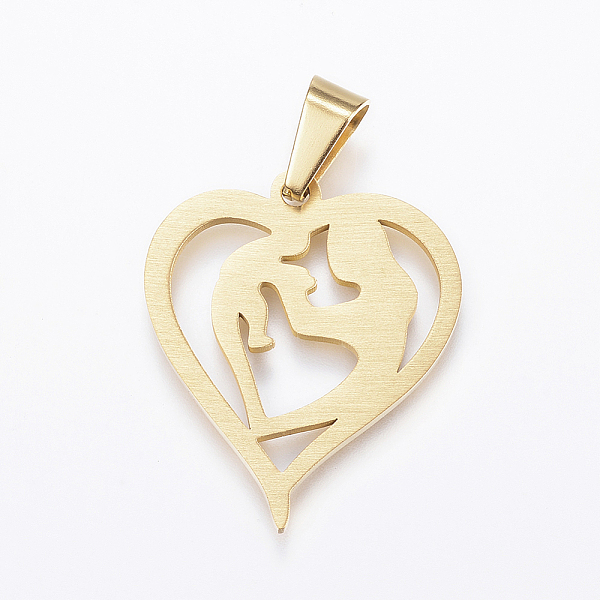 PandaHall 304 Stainless Steel Pendants, Heart, with Mother and Baby, Golden, 30x26x2mm, Hole: 9x5mm 304 Stainless Steel Heart
PandaHall 304 Stainless Steel Pendants, Heart, with Mother and Baby, Golden, 30x26x2mm, Hole: 9x5mm 304 Stainless Steel Heart