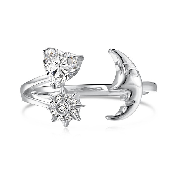 PandaHall Clear Cubic Zirconia Heart Moon Cuff Ring, Rhodium Plated 925 Sterling Silver Open Finger Ring for Women, Platinum, Adjustable...
PandaHall Clear Cubic Zirconia Heart Moon Cuff Ring, Rhodium Plated 925 Sterling Silver Open Finger Ring for Women, Platinum, Adjustable...