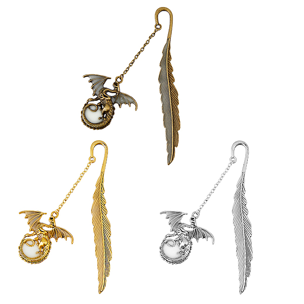 PandaHall HOBBIESAY 3Pcs 3 Colors Luminous Alloy Bookmarks, Feather Bookmarks, Dragon Pendant Book Marker, with Cable Chains, Mixed Color...
PandaHall HOBBIESAY 3Pcs 3 Colors Luminous Alloy Bookmarks, Feather Bookmarks, Dragon Pendant Book Marker, with Cable Chains, Mixed Color...