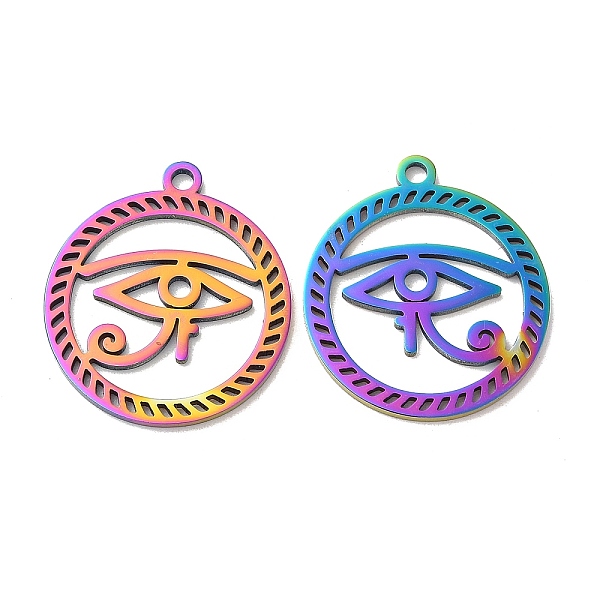 PandaHall Ion Plating(IP) 304 Stainless Steel Pendants, Flat Round with Eye of Horus Charm, Rainbow Color, 28x24.5x1.5mm, Hole: 2mm 304...
PandaHall Ion Plating(IP) 304 Stainless Steel Pendants, Flat Round with Eye of Horus Charm, Rainbow Color, 28x24.5x1.5mm, Hole: 2mm 304...