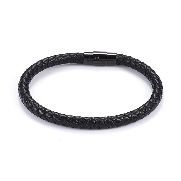 PandaHall Man's Braided Leather Cord Bracelets, with 304 Stainless Steel Magnetic Clasps, Black, 8-1/4 inch(21cm), 6mm Leather Black
PandaHall Man's Braided Leather Cord Bracelets, with 304 Stainless Steel Magnetic Clasps, Black, 8-1/4 inch(21cm), 6mm Leather Black