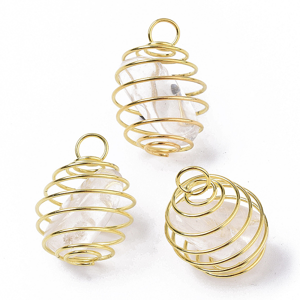 PandaHall Iron Wrap-around Spiral Bead Cage Pendants, with Natural Quartz Crystal Beads inside, Round, Golden, 21x24~26mm, Hole: 5mm Quartz...
PandaHall Iron Wrap-around Spiral Bead Cage Pendants, with Natural Quartz Crystal Beads inside, Round, Golden, 21x24~26mm, Hole: 5mm Quartz...