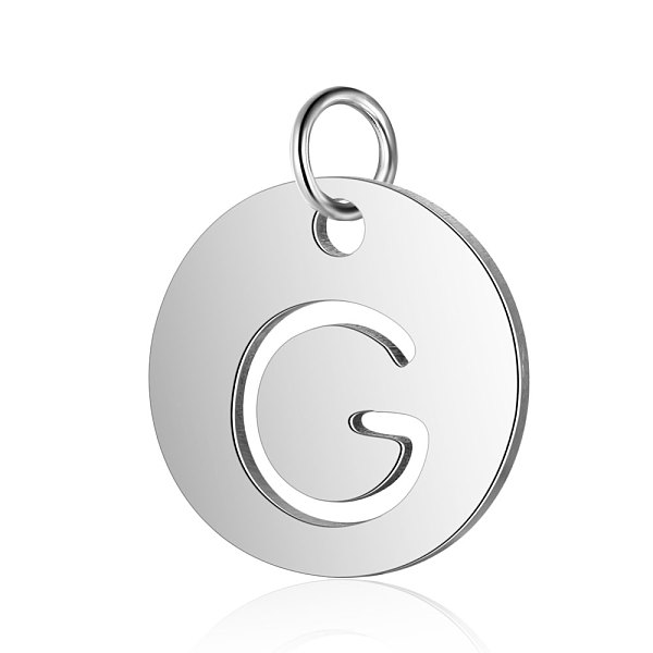 PandaHall 304 Stainless Steel Charms, Flat Round with Letter, Stainless Steel Color, Letter.G, 12x1mm, Hole: 2.5mm 304 Stainless Steel...
PandaHall 304 Stainless Steel Charms, Flat Round with Letter, Stainless Steel Color, Letter.G, 12x1mm, Hole: 2.5mm 304 Stainless Steel...