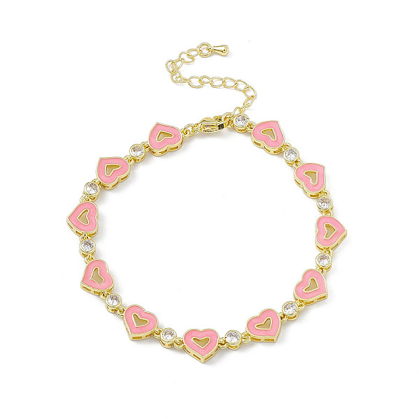PandaHall Pink Enamel Heart & Cubic Zirconia Link Chain Bracelet, Brass Jewelry for Women, Golden, 7-5/8 inch(19.4cm) Cubic Zirconia Pink
PandaHall Pink Enamel Heart & Cubic Zirconia Link Chain Bracelet, Brass Jewelry for Women, Golden, 7-5/8 inch(19.4cm) Cubic Zirconia Pink