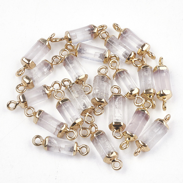 PandaHall Electroplate Natural Quartz Crystal Links Connectors, Rock Crystal, with Iron Findings, Column, Golden, 20~21x5~6x5~6mm, Hole...
PandaHall Electroplate Natural Quartz Crystal Links Connectors, Rock Crystal, with Iron Findings, Column, Golden, 20~21x5~6x5~6mm, Hole...