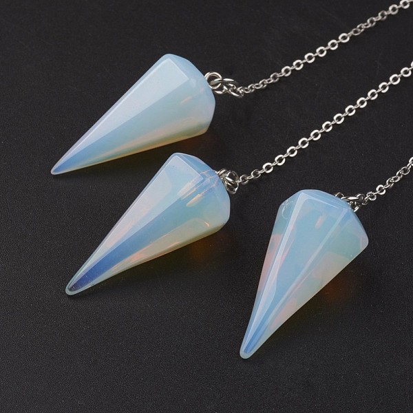 PandaHall Opalite Hexagonal Pointed Dowsing Pendulums, with Brass Cross Chains, Cone, Platinum, Lead Free & Nickel Free, 8-1/4 inch(215mm)...
PandaHall Opalite Hexagonal Pointed Dowsing Pendulums, with Brass Cross Chains, Cone, Platinum, Lead Free & Nickel Free, 8-1/4 inch(215mm)...
